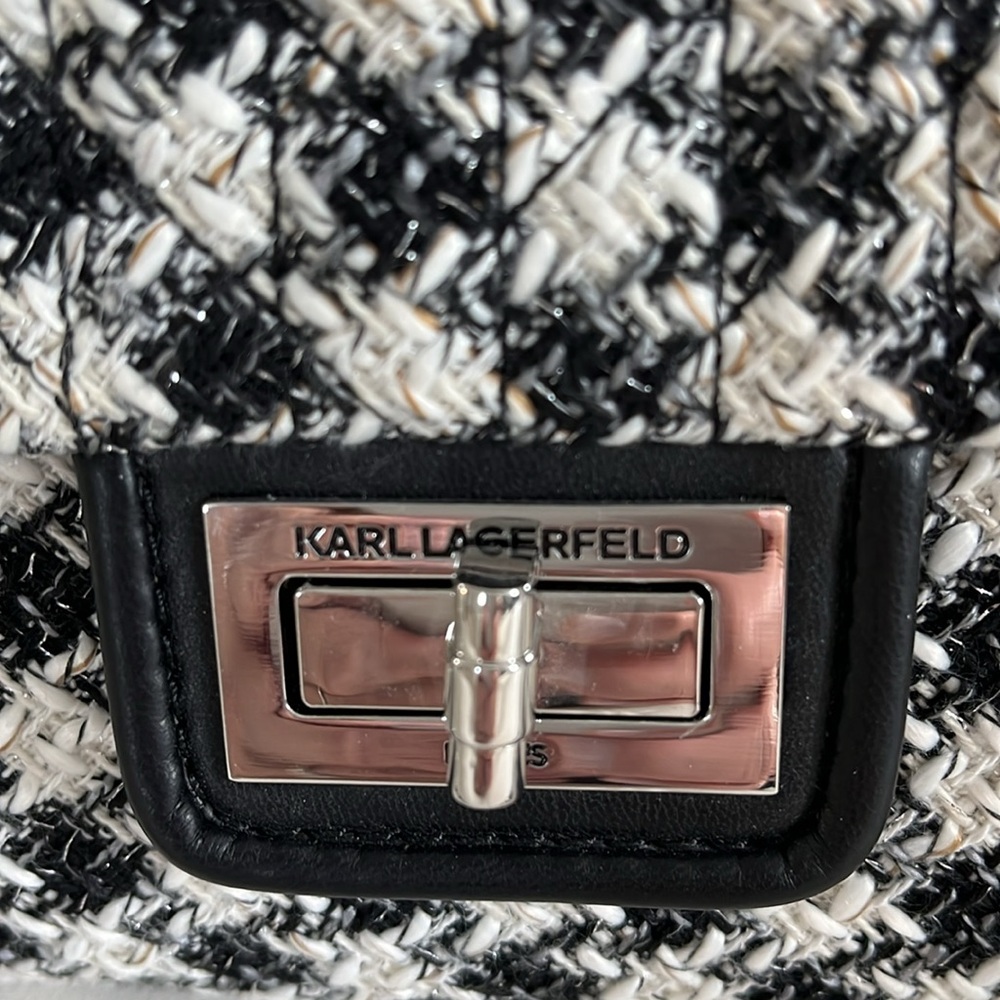 Black and White Tweed Shoulder Bag - Picture 2 of 9